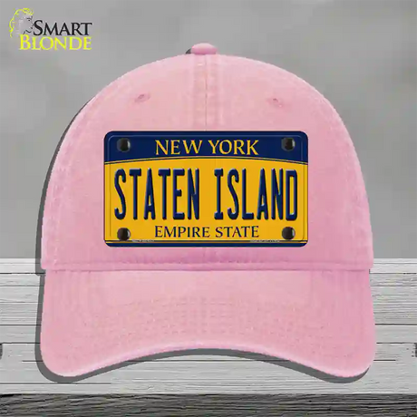 Staten Island New York Novelty License Plate Hat Unconstructed Cotton / Pink