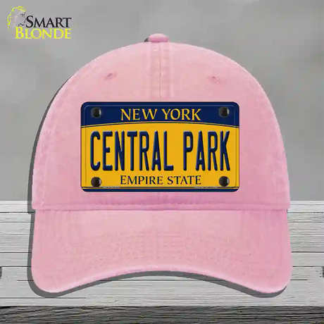 Central Park Yellow New York Novelty License Plate Hat Unconstructed Cotton / Pink