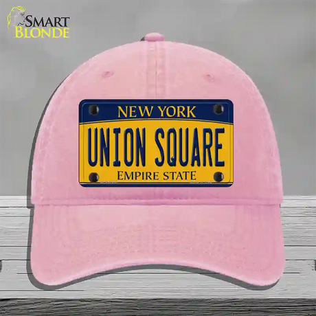 Union Square New York Novelty License Plate Hat Unconstructed Cotton / Pink