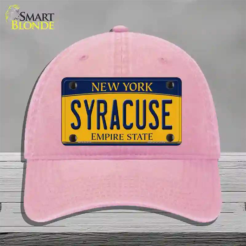 Syracuse New York Novelty License Plate Hat Unconstructed Cotton / Pink