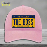 The Boss New York Novelty License Plate Hat Unconstructed Cotton / Pink