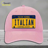 Italian Yellow New York Novelty License Plate Hat Unconstructed Cotton / Pink