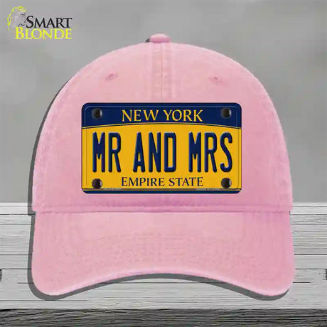 Mr and Mrs New York Novelty License Plate Hat Unconstructed Cotton / Pink