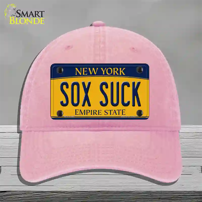 Sox Suck New York Novelty License Plate Hat Unconstructed Cotton / Pink