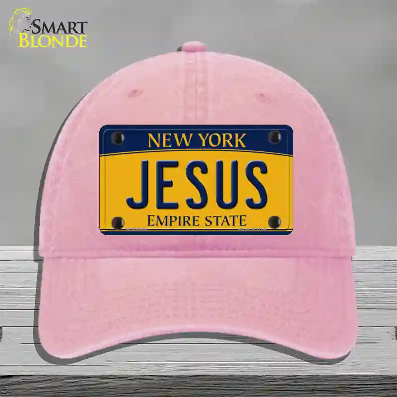 Jesus New York Novelty License Plate Hat Unconstructed Cotton / Pink