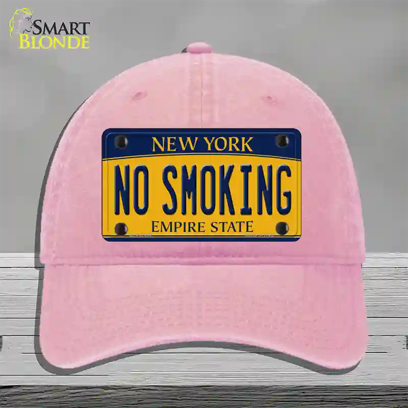 No Smoking New York Novelty License Plate Hat Unconstructed Cotton / Pink