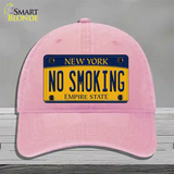 No Smoking New York Novelty License Plate Hat Unconstructed Cotton / Pink