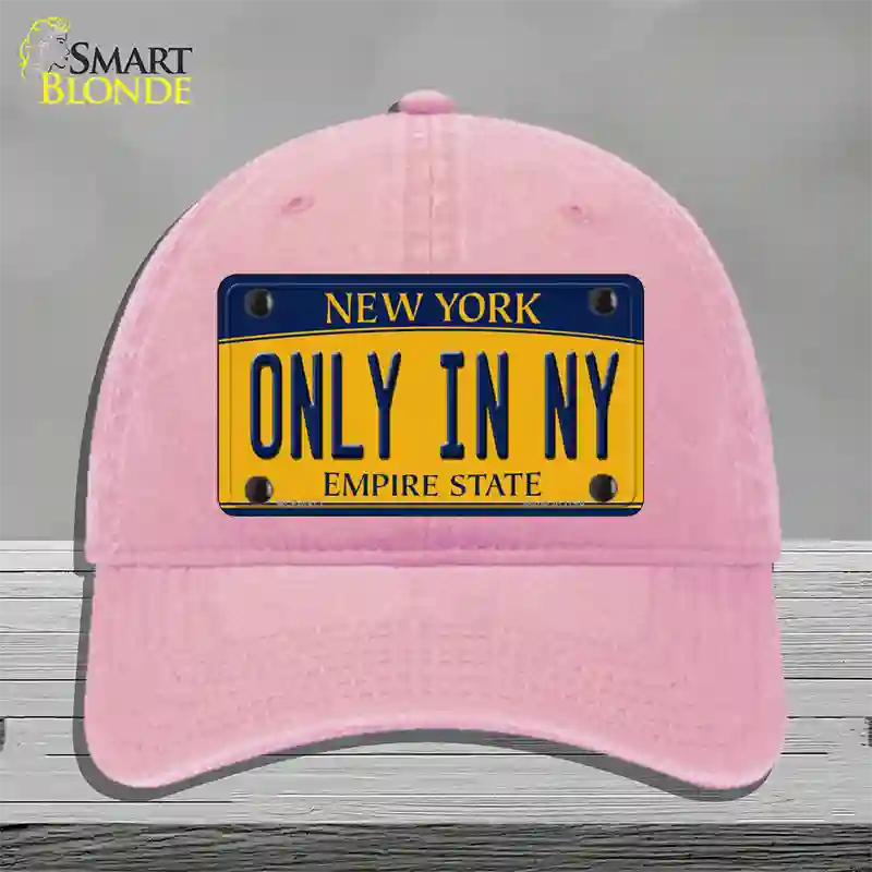 Only in NY New York Novelty License Plate Hat Unconstructed Cotton / Pink