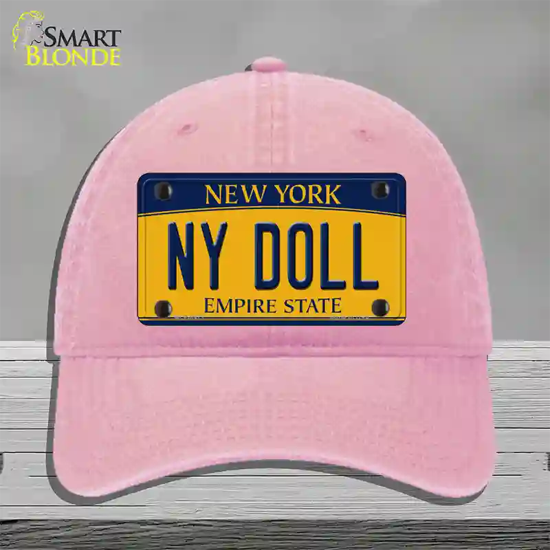 NY Doll New York Novelty License Plate Hat Unconstructed Cotton / Pink