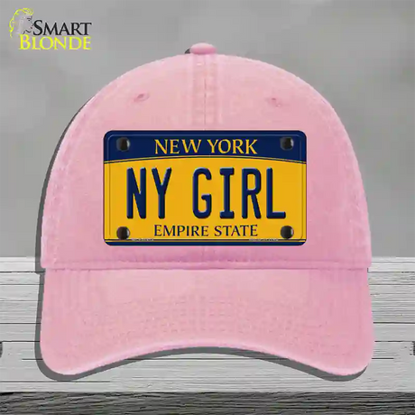 NY Girl New York Novelty License Plate Hat Unconstructed Cotton / Pink