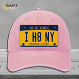 I H8 NY New York Novelty License Plate Hat Unconstructed Cotton / Pink