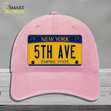 5th Ave New York Novelty License Plate Hat Unconstructed Cotton / Pink