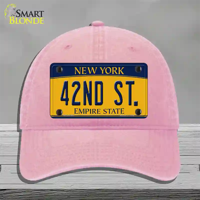 42nd St New York Novelty License Plate Hat Unconstructed Cotton / Pink