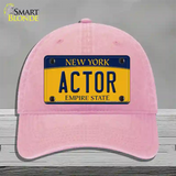 Actor New York Novelty License Plate Hat Unconstructed Cotton / Pink