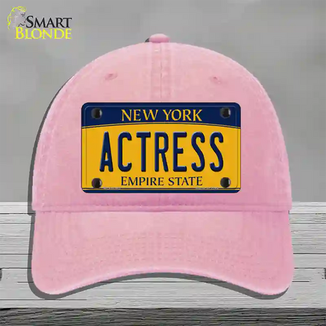 Actress New York Novelty License Plate Hat Unconstructed Cotton / Pink