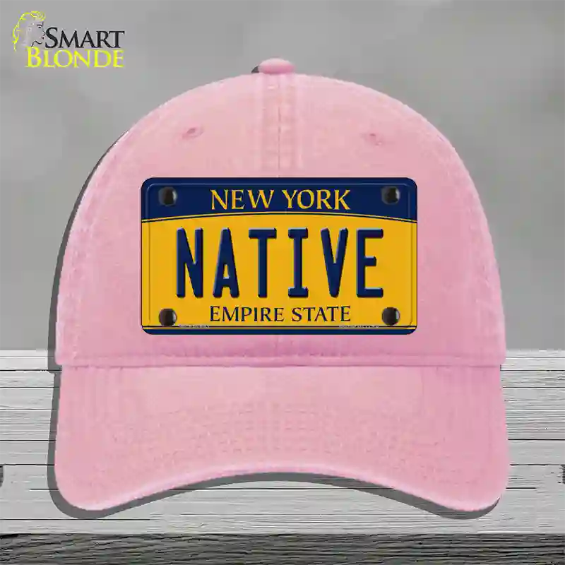 Native New York Novelty License Plate Hat Unconstructed Cotton / Pink