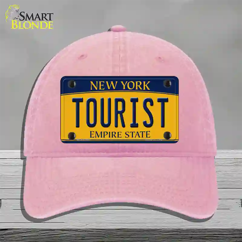 Tourist New York Novelty License Plate Hat Unconstructed Cotton / Pink