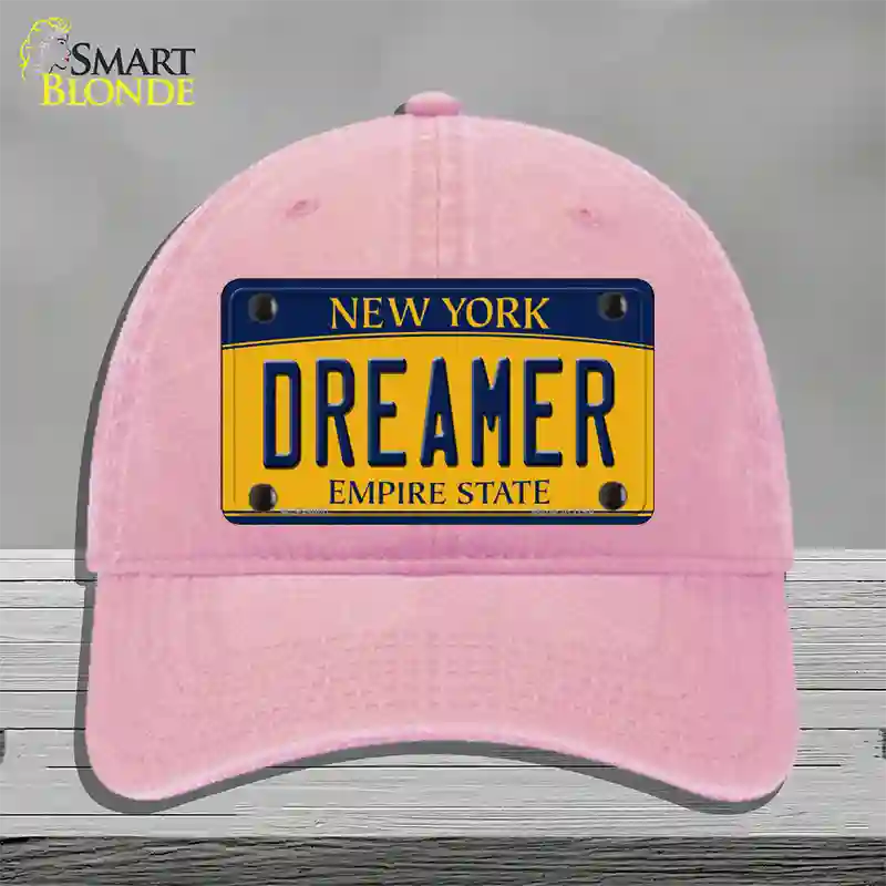 Dreamer New York Novelty License Plate Hat Unconstructed Cotton / Pink