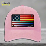 American Flag Rainbow Novelty License Plate Hat Unconstructed Cotton / Pink