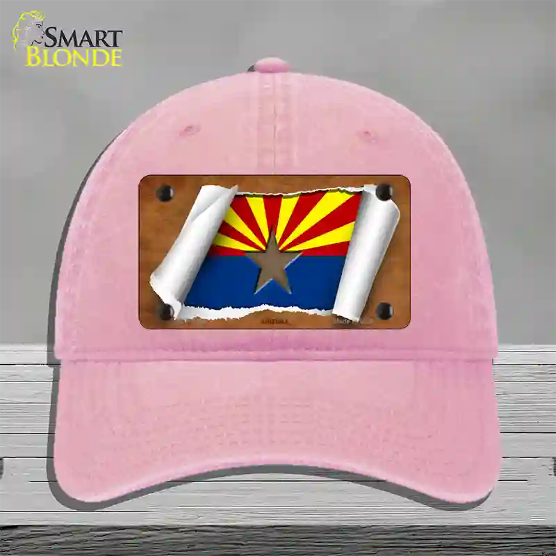 Arizona Flag Scroll Novelty License Plate Hat Unconstructed Cotton / Pink