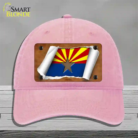 Arizona Flag Scroll Novelty License Plate Hat Unconstructed Cotton / Pink