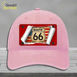 Route 66 Scroll Novelty License Plate Hat Unconstructed Cotton / Pink