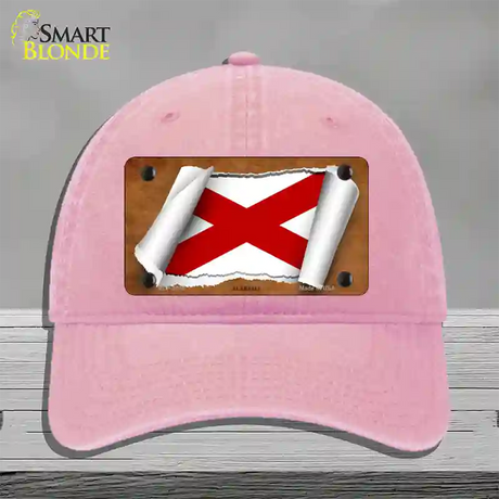 Alabama Flag Scroll Novelty License Plate Hat Unconstructed Cotton / Pink