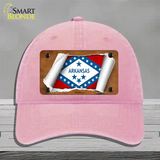 Arkansas Flag Scroll Novelty License Plate Hat Unconstructed Cotton / Pink