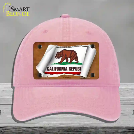 California Flag Scroll Novelty License Plate Hat Unconstructed Cotton / Pink