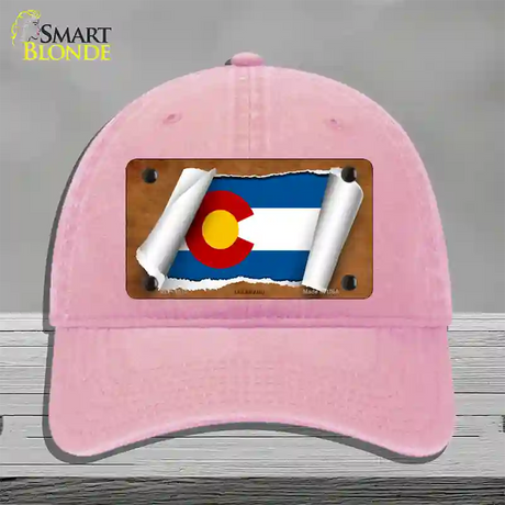 Colorado Flag Scroll Novelty License Plate Hat Unconstructed Cotton / Pink