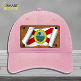 Florida Flag Scroll Novelty License Plate Hat Unconstructed Cotton / Pink