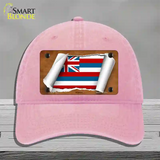 Hawaii Flag Scroll Novelty License Plate Hat Unconstructed Cotton / Pink