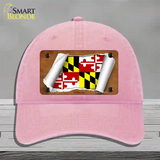 Maryland Flag Scroll Novelty License Plate Hat Unconstructed Cotton / Pink