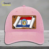 Missouri Flag Scroll Novelty License Plate Hat Unconstructed Cotton / Pink