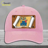 New Jersey Flag Scroll Novelty License Plate Hat Unconstructed Cotton / Pink