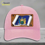 New York Flag Scroll Novelty License Plate Hat Unconstructed Cotton / Pink