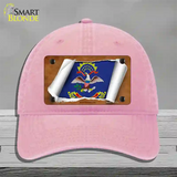 North Dakota Flag Scroll Novelty License Plate Hat Unconstructed Cotton / Pink