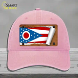 Ohio Flag Scroll Novelty License Plate Hat Unconstructed Cotton / Pink