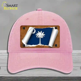 South Carolina Flag Scroll Novelty License Plate Hat Unconstructed Cotton / Pink