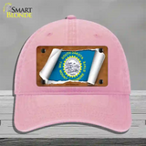 South Dakota Flag Scroll Novelty License Plate Hat Unconstructed Cotton / Pink