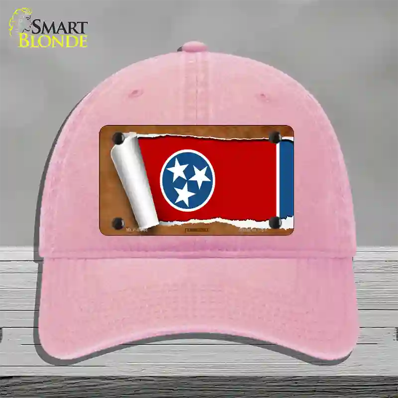 Tennessee Flag Scroll Novelty License Plate Hat Unconstructed Cotton / Pink