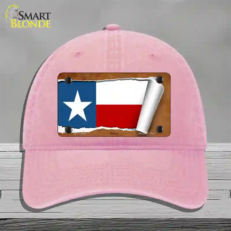 Texas Flag Scroll Novelty License Plate Hat Unconstructed Cotton / Pink