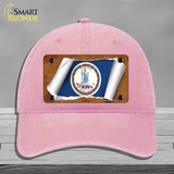 Virginia Flag Scroll Novelty License Plate Hat Unconstructed Cotton / Pink