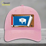 Wyoming Flag Scroll Novelty License Plate Hat Unconstructed Cotton / Pink