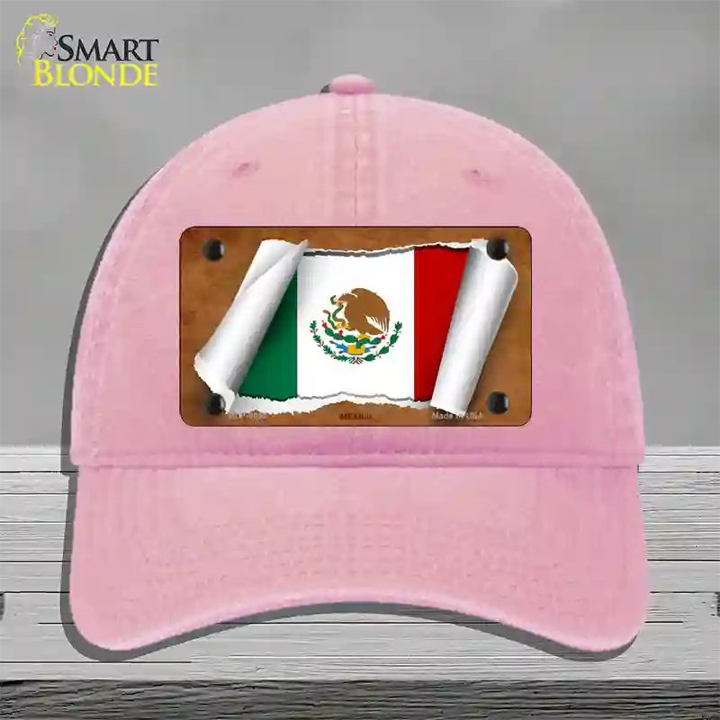 Mexico Flag Scroll Novelty License Plate Hat Unconstructed Cotton / Pink