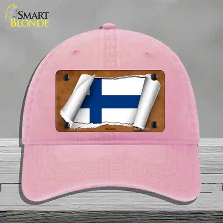 Finland Flag Scroll Novelty License Plate Hat Unconstructed Cotton / Pink