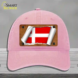 Denmark Flag Scroll Novelty License Plate Hat Unconstructed Cotton / Pink