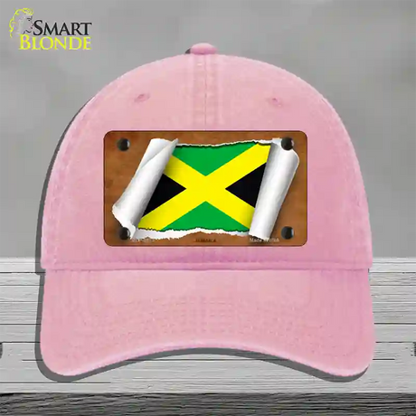 Jamaica Flag Scroll Novelty License Plate Hat Unconstructed Cotton / Pink