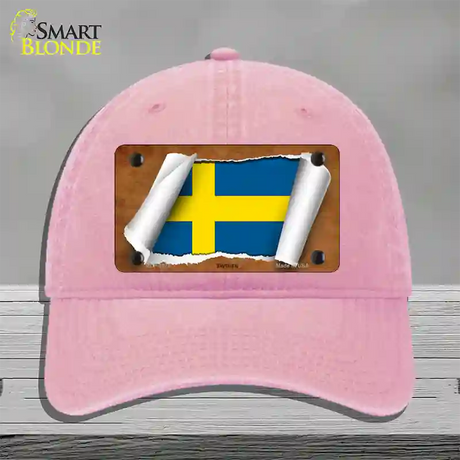 Sweden Flag Scroll Novelty License Plate Hat Unconstructed Cotton / Pink