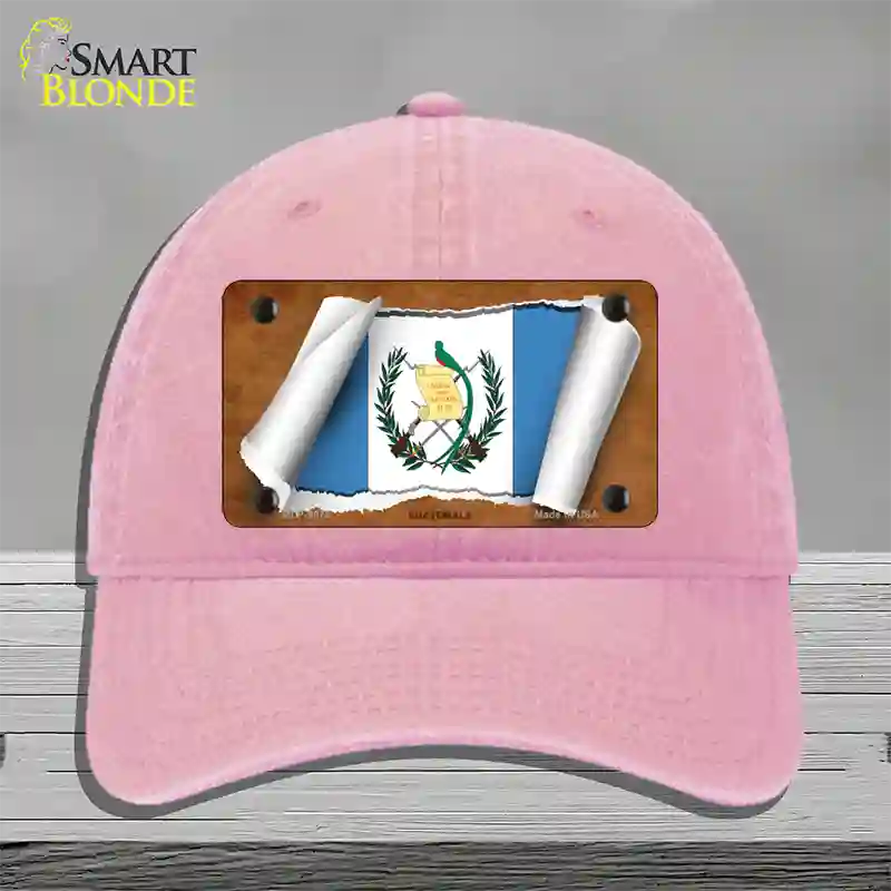 Guatemala Flag Scroll Novelty License Plate Hat Unconstructed Cotton / Pink